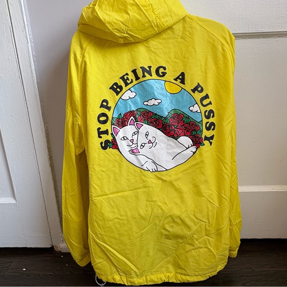 RipNDip Yellow Windbreaker Pullover Stop Being Weak Hood Jacket Lord Nermal